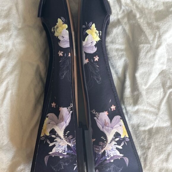 TED BAKER navy floral ballet flats size 39.5 Like NEW - Picture 5 of 12